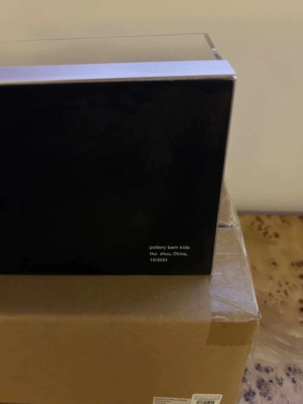 $59 NIB New Pottery Barn Acrylic Black Metal Clear Storage Caddy Organizer